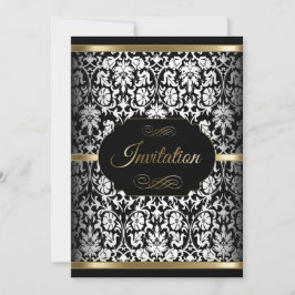 ホワイト・ブラック・ゴールドパーティー テンプレート | 招待状