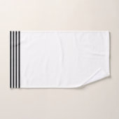 ホワイト + ブラック ストライプ バスタオルセット (ハンドタオル)
