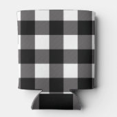 ホワイト＆ブラック チェック柄 スクエア バッファロープレイド 缶クーラー (裏面)