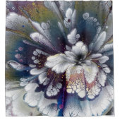 ホワイト、ブラック、ネイビーブルーアクリル絵を描ズカラフル シャワーカーテン (正面)