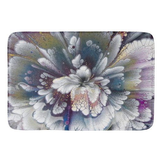 ホワイト、ブラック、ネイビーブルーアクリル絵を描ズカラフル バスマット (正面)