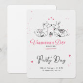 ホワイト ブラック ピンク ミニマル かわいい バレンタインデー 招待状 (正面/裏面)