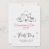 ホワイト ブラック ピンク ミニマル かわいい バレンタインデー 招待状 (正面)