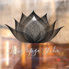 ホワイト＆ブラック ロータス モダン ユニーク ヨガ スタジオ ウィンドウサイン