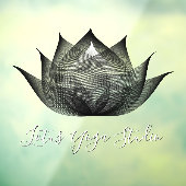 ホワイト＆ブラック ロータス モダン ユニーク ヨガ スタジオ ウィンドウサイン (シート3)