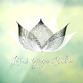 ホワイト&ブラック ロータス モダン ユニーク ヨガ スタジオ ウィンドウサイン (シート3)