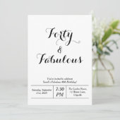 ホワイト&ブラック「40歳と素敵」 40歳の誕生日 招待状 (スタンド正面)
