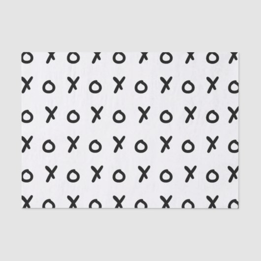 ホワイト＆ブラック X O XO X＆Oのトレンディーでかわいい 薄葉紙 (正面)