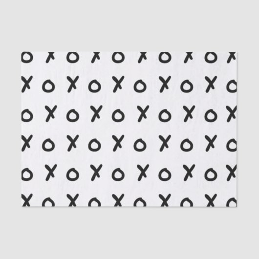 ホワイト&ブラックX O XO X&Oのトレンディー可愛い 薄葉紙 (正面)