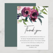 ホワイト ブラッシュ バーガンディ フローラ ブンチ ウェディング サンクス 招待状 (正面/裏面)