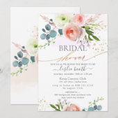 ホワイト ブラッシュ ピンク ピオニー ブライダル シャワー 招待状 (正面/裏面)