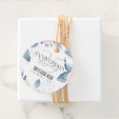 ホワイト ブラッシュ ブルー フラワーパターン 25周年 誕生日 フェイバータグ (インサイチュ)