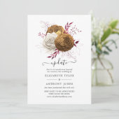 ホワイト、ブルゴーニュ、金ゴールドフローラ結婚の更新 招待状 (スタンド正面)