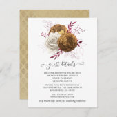 ホワイト、ブルゴーニュ、金ゴールド結婚フローラ エンクロージャーカード (正面/裏面)