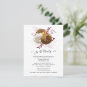 ホワイト、ブルゴーニュ、金ゴールド結婚フローラ エンクロージャーカード (スタンド正面)