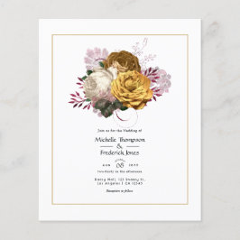 ホワイト、ブルゴーニュ、金ゴールド結婚フローラ チラシ