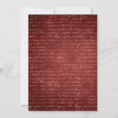 ホワイト、ブルゴーニュ、金ゴールド結婚フローラ 招待状 (裏面)