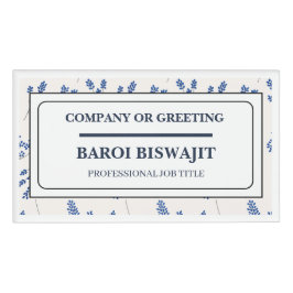 ホワイト＆ブルーの花の名札 名札