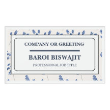 ホワイト＆ブルーの花柄ネームタグ