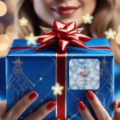 ホワイト&ブルーの雪の結晶クリスマスデコレーション スクエアシール