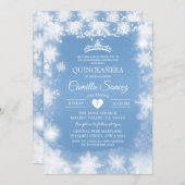 ホワイト&ブルークリスマススウィート16th誕生日招待状7 招待状 (正面/裏面)