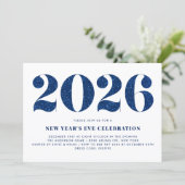 ホワイト&ブルーグリッター2024年大晦日パーティー 招待状 (スタンド正面)