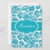 ホワイト&ブルーグリーンフローラダムブライダルシャワー招待状 招待状 (裏面)