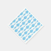 ホワイト&ブルーターコイズダマスグモダンラマー スタンダードカクテルナプキン (角)