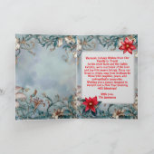 ホワイト、ブルーティール（緑がかった色）フローラファミリーフォトホリデー カード (内部)