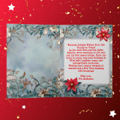 ホワイト、ブルーティール(緑がかった色)フローラファミリーフォトホリデー カード