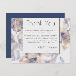 ホワイト&ブルーパテレスフローラエレガントありがとう 招待状