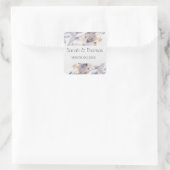 ホワイト&ブルーパテレスフローラエレガントな結婚式 スクエアシール (バッグ)