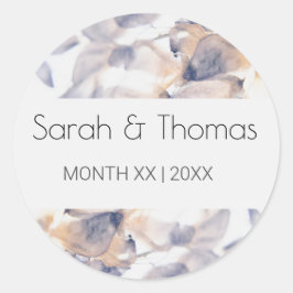 ホワイト&ブルーパテレスフローラエレガントな結婚式 ラウンドシール