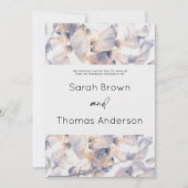 ホワイト&ブルーパテレスフローラエレガント結婚ブライダル 招待状 (正面)