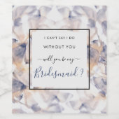 ホワイト&ブルーパテレスフローラ花嫁エレガント付 ワインラベル (シングルラベル)