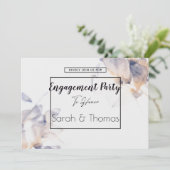 ホワイト&ブルーパテレフローラエレガント婚約 招待状 (スタンド正面)