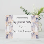 ホワイト&ブルーパテレフローラエレガント婚約 招待状 (スタンド正面)