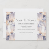 ホワイト&ブルーパテレフローラエレガント婚約 招待状 (裏面)