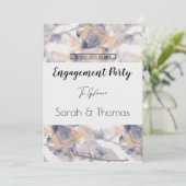 ホワイト&ブルーパテレフローラエレガント婚約 招待状 (スタンド正面)