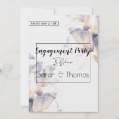 ホワイト&ブルーパテレフローラエレガント婚約 招待状 (正面)