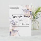 ホワイト&ブルーパテレフローラエレガント婚約 招待状 (スタンド正面)