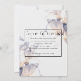 ホワイト&ブルーパテレフローラエレガント婚約 招待状