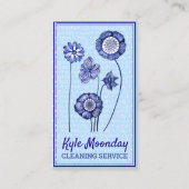 ホワイト&ブルーフラワーメイド❊&ハウスキーピングフローラ 名刺 (正面)