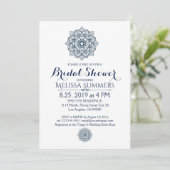 ホワイト&ブルーフローラマンダラブライダルシャワー招待状 招待状 (スタンド正面)