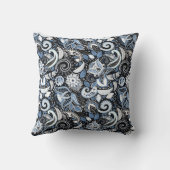 ホワイト&ブルーペイズリープリントパターン クッション (裏面)