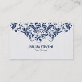 ホワイト&ブルーヴィンテージフローラスワールレース 名刺 (正面)
