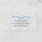 ホワイト&ブルーヴィンテージフローラダマスク 名刺 (裏面)