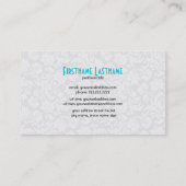 ホワイト&ブルーヴィンテージフローラダマスク 名刺 (裏面)