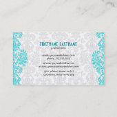 ホワイト&ブルーヴィンテージフローラダマスク 名刺 (裏面)