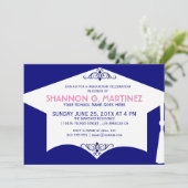 ホワイト&ブルー卒業ハットグラードパーティー 招待状 (スタンド正面)